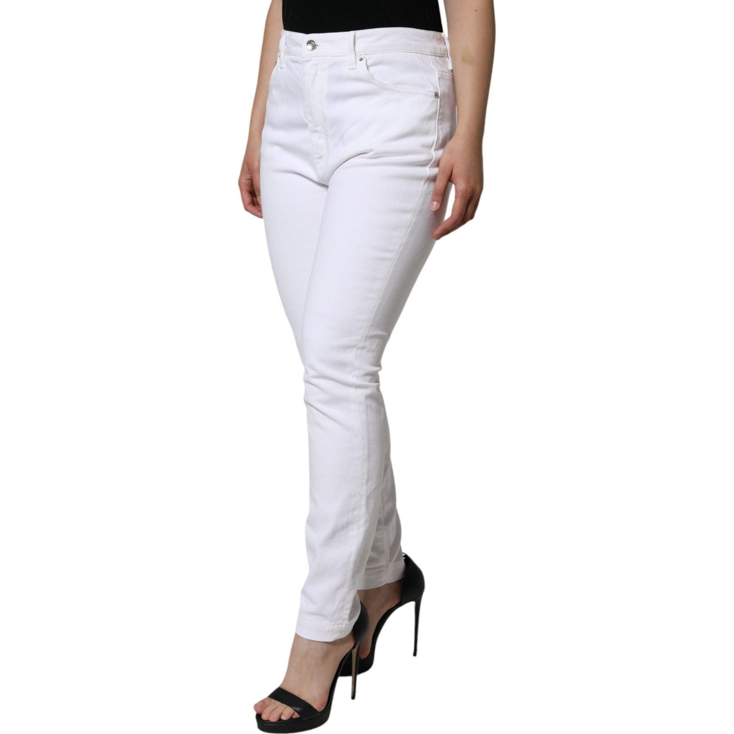 Dolce & Gabbana White Cotton Stretch AUDREY Skinny Jeans PAN75546-46