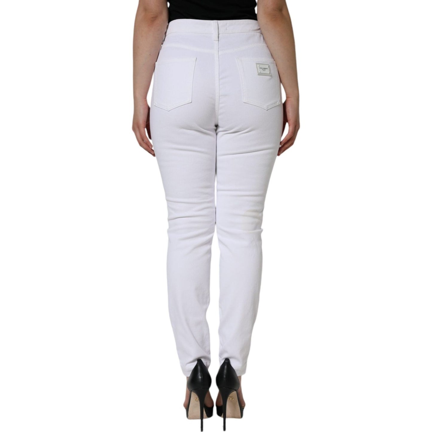 Dolce & Gabbana White Cotton Stretch AUDREY Skinny Jeans PAN75546-46