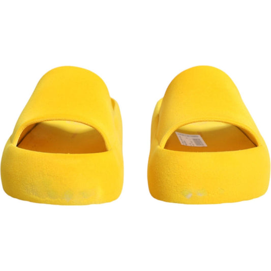 Dolce & Gabbana Yellow Rubber Slides Sandals Beachwear Shoes Dolce & Gabbana Goldenrod