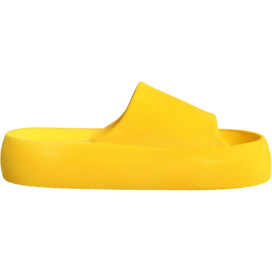 Dolce & Gabbana Yellow Rubber Slides Sandals Beachwear Shoes Dolce & Gabbana Gold