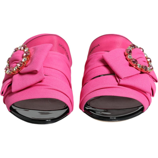 Dolce & Gabbana Pink Black Crystal Slides Sandals Shoes Dolce & Gabbana Pale Violet Red