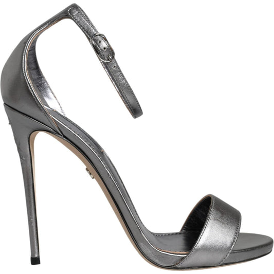 Dolce & Gabbana Silver KEIRA Heels Ankle Strap Sandals Shoes Dolce & Gabbana Dim Gray