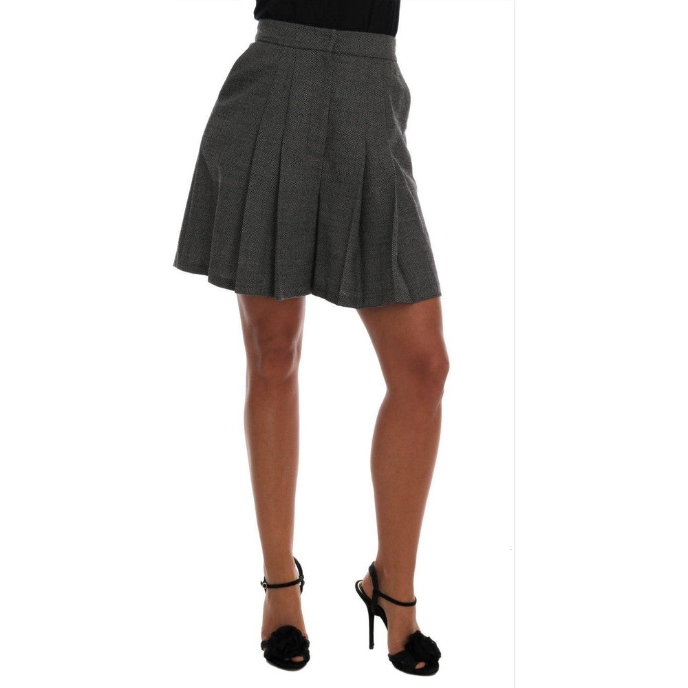 Dolce & Gabbana Gray Wool High Waist Mini Shorts