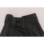 Dolce & Gabbana Gray Wool High Waist Mini Shorts