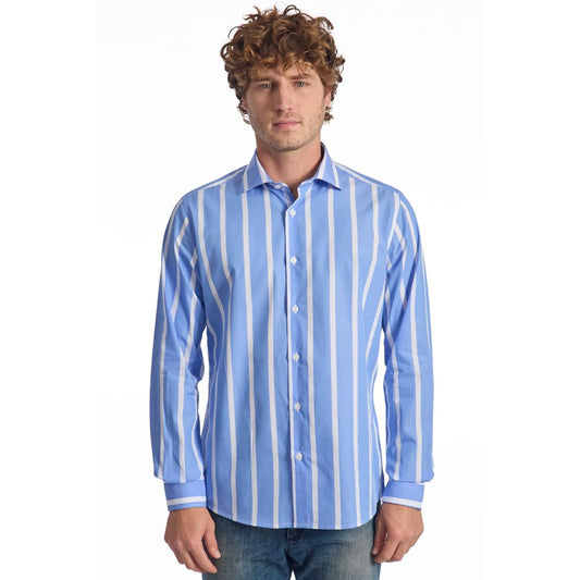 Baldinini Trend Light Blue Cotton Men Shirt 1728,67345744032,Baldinini Trend,Clothing,L,Light Blue,Men,Men - Clothing,New with tags,Pattern - Shirts - Clothing,Shirts - Clothing,Shirts - Men - Clothing