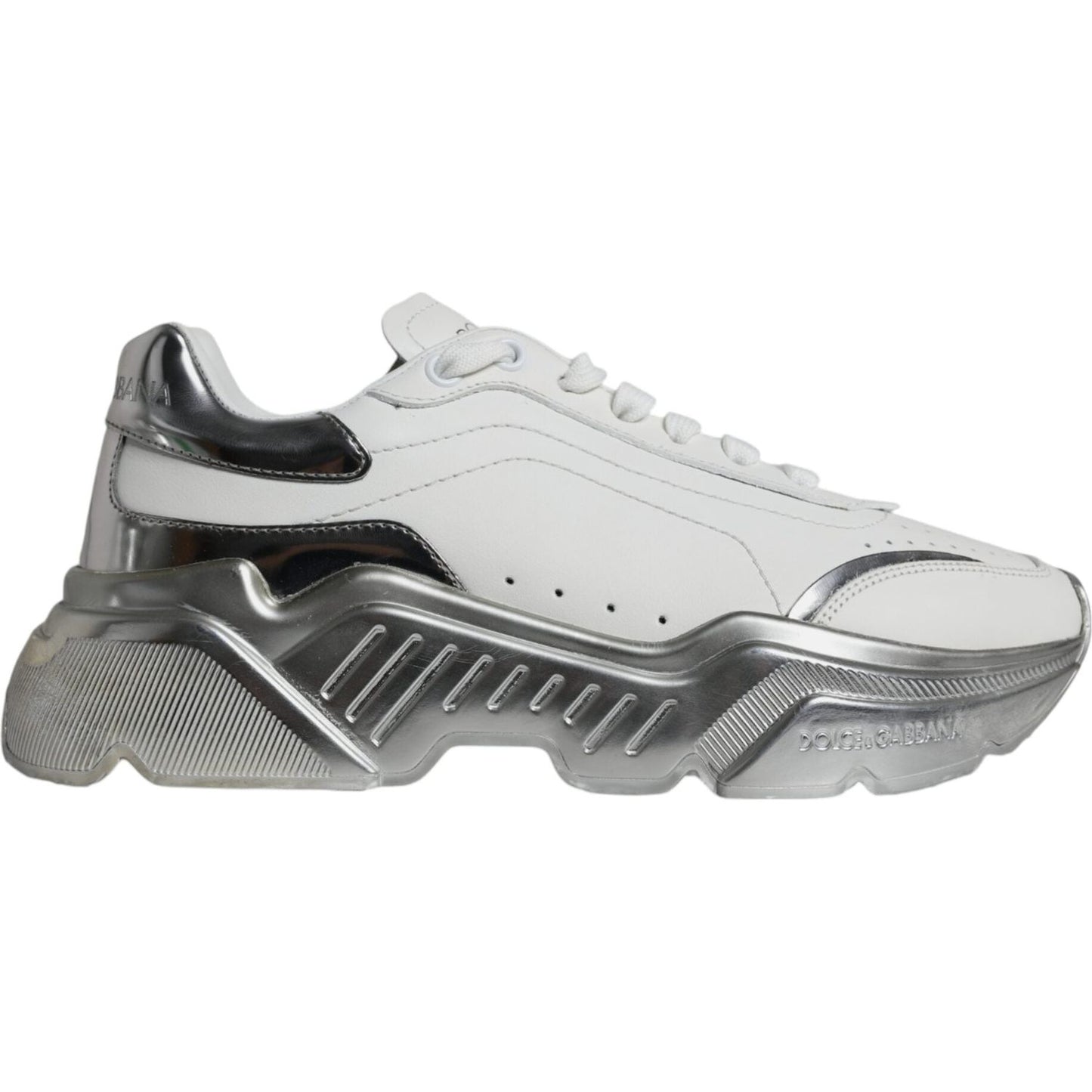 Dolce & Gabbana Silver White Daymaster Low Top Sneakers Shoes