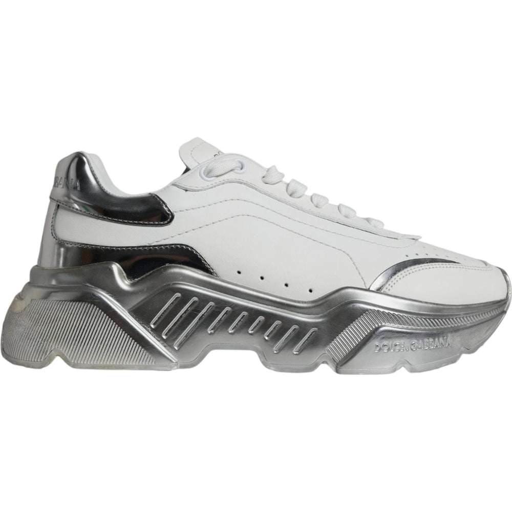 Dolce & Gabbana Silver White Daymaster Low Top Sneakers Shoes