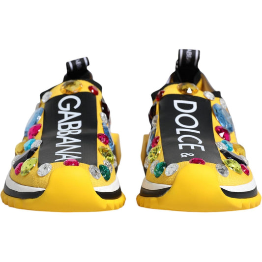 Dolce & Gabbana Yellow Sorrento Crystals Low Top Sneakers Shoes Dolce & Gabbana Dark Slate Gray
