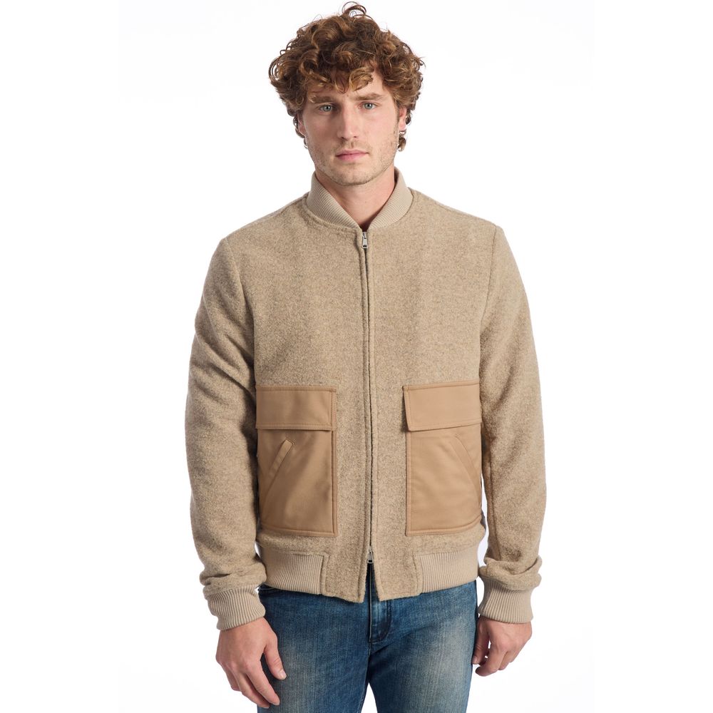 Roberto Pepe Luxury Beige Wool Men Jacket 1728,67345744032,Beige,Bombers - Jackets & Coats - Clothing,Clothing,IT48 | M,Jackets & Coats - Clothing,Jackets - Men - Clothing,Men,Men - Clothing,New with tags,Roberto Pepe Luxury