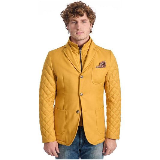 Roberto Pepe Luxury Yellow Wool Men Jacket Roberto Pepe Luxury Sandy Brown