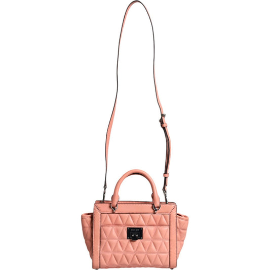 Michael Kors Peach Quilted Leather Logo Crossbody VIVIANNE Messenger Bag Michael Kors Dark Salmon