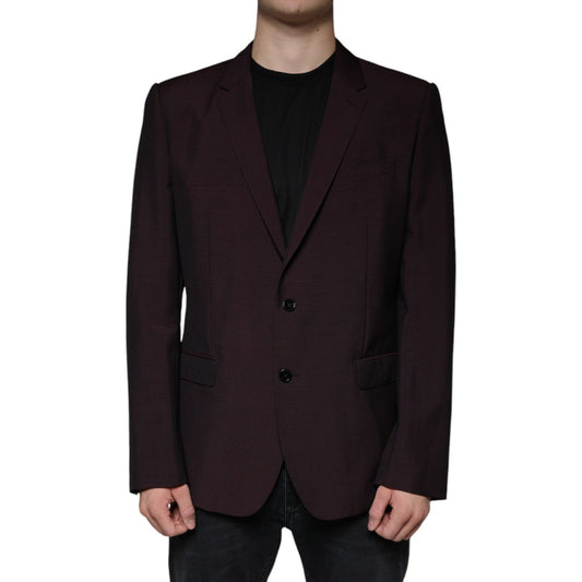 Dolce & Gabbana Bordeaux Wool Single Breasted Dress Blazer Dolce & Gabbana Black