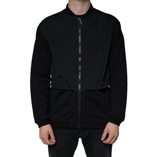 MSGM Black Cotton Full Zip Bomber Long Sleeves Jacket MSGM