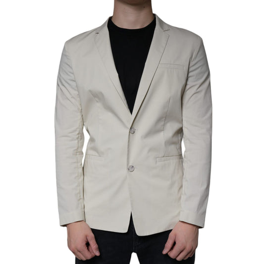 Paolo Pecora Milano Beige Single Breasted Dress Formal Coat Blazer