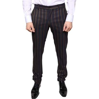 Dolce & Gabbana Brown Stripes Skinny Men Dress Pants