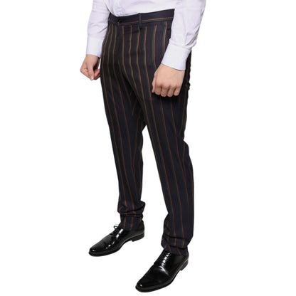 Dolce & Gabbana Brown Stripes Skinny Men Dress Pants