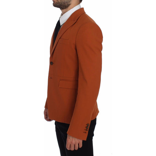 Dolce & Gabbana Elegant Orange Casual Cotton Blend Blazer Dolce & Gabbana Saddle Brown