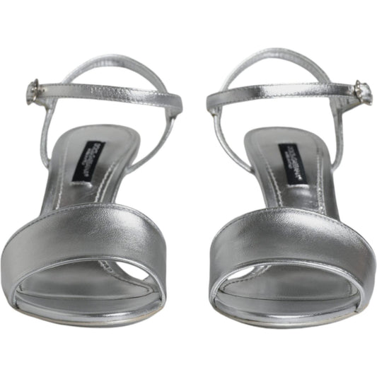 Dolce & Gabbana Silver KEIRA Heels Ankle Strap Sandals Shoes Dolce & Gabbana Slate Gray