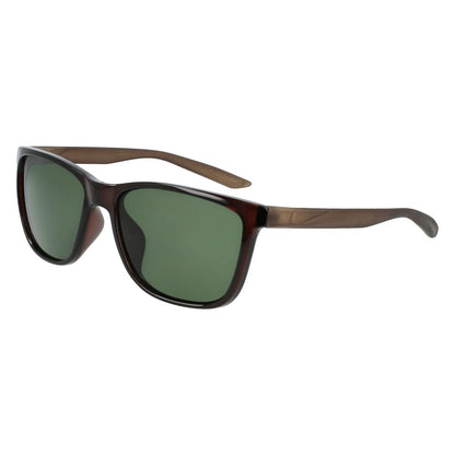 Nike Brown Injected Sunglasses with green lenses and injected material, model DAWNASCENTDQ0, measures 57/17/140 mm.