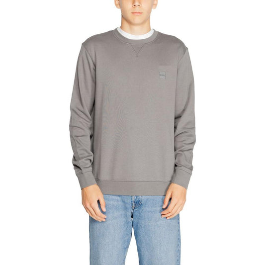 Hugo Boss Gray Cotton Sweater Hugo Boss Dark Gray