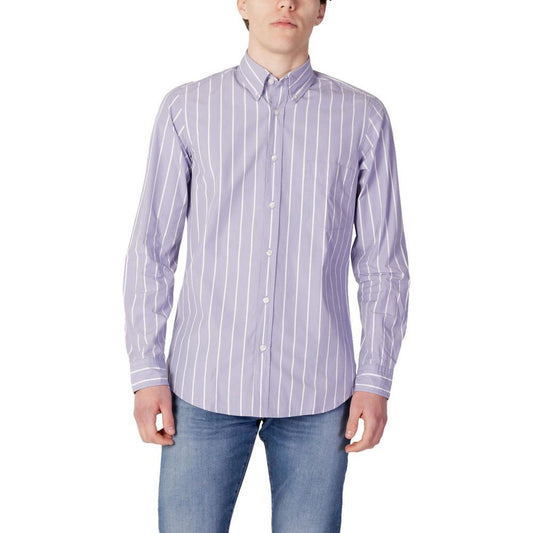 Hugo Boss Purple Cotton Shirt Hugo Boss Gray
