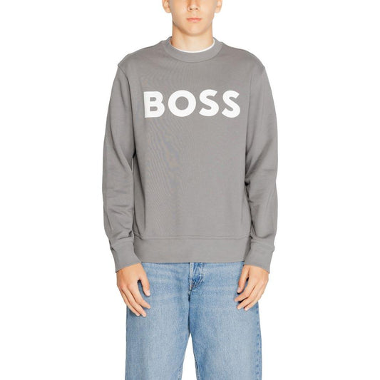 Hugo Boss Gray Cotton Sweater Hugo Boss Dark Gray