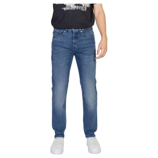 Hugo Boss Blue Cotton Jeans & Pant Hugo Boss Dark Slate Blue