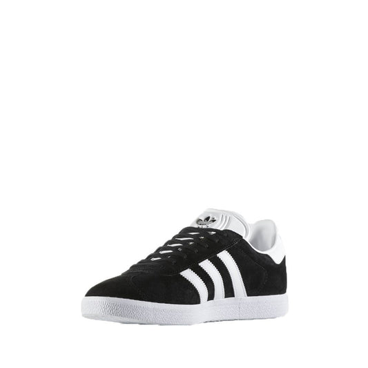 Adidas black polyethylene sneakers with iconic three stripes and rubber sole, perfect for casual and sporty looks.