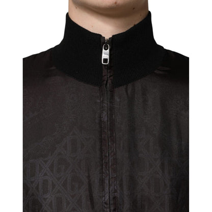 Dolce & Gabbana Black Logo Monogram Full Zip Bomber Jacket