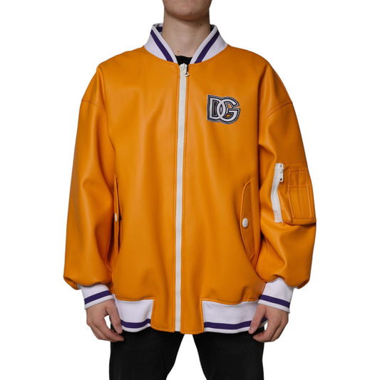 Dolce & Gabbana Orange White Full Zip Jersey Bomber Jacket Dolce & Gabbana Chocolate
