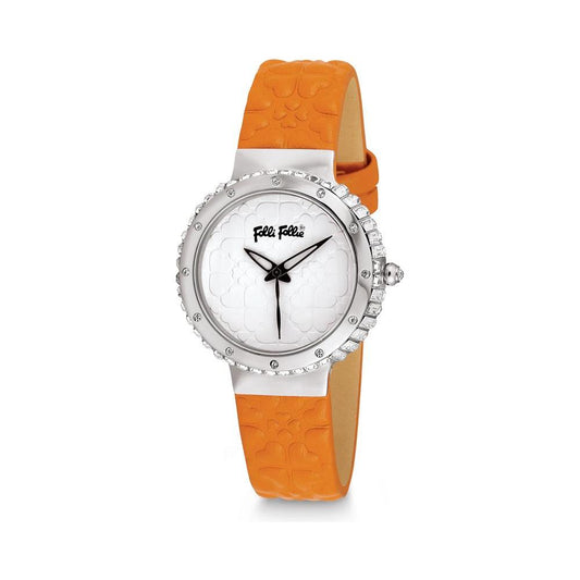 Folli Follie Orange Leather Watch Folli Follie Light Gray