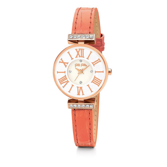 Folli Follie Orange Leather Watch Folli Follie Antique White