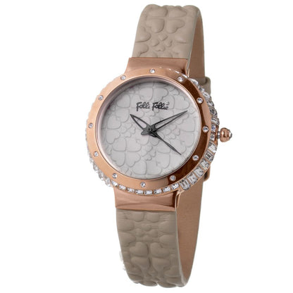 Folli Follie Gray Leather Dress Watch