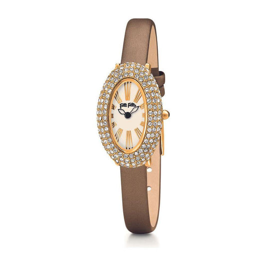 Folli Follie Gold Leather Watch Folli Follie Rosy Brown