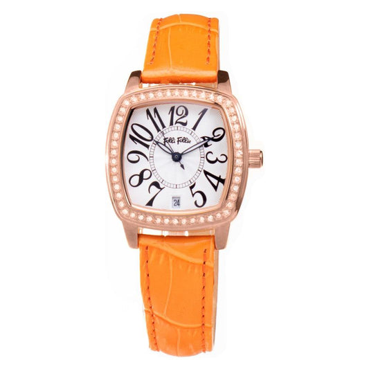 Folli Follie Orange Leather Watch Folli Follie Light Gray