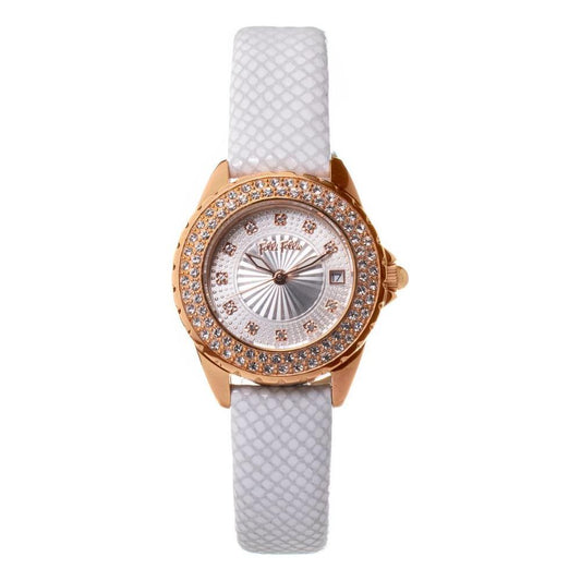 Folli Follie White Leather Dress Watch