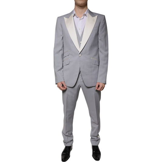 Dolce & Gabbana Gray Wool 3 Piece Slim Fit Formal Suit Dolce & Gabbana Light Slate Gray
