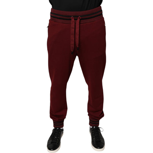 Dolce & Gabbana Dark Red Cotton Men Jogger Sweatpants Pants Dolce & Gabbana Black