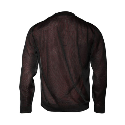 Dolce & Gabbana Maroon Polyester Crew Neck Pullover Sweater
