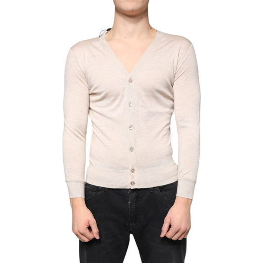 Dolce & Gabbana Beige Cashmere Button Down Cardigan Sweater Dolce & Gabbana Black