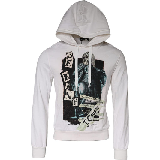 Dolce & Gabbana White Caesar Cotton Hooded Pullover Sweater