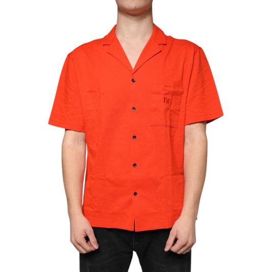 Dolce & Gabbana Orange Cotton Button Down Casual Polo Shirt Dolce & Gabbana Orange Red