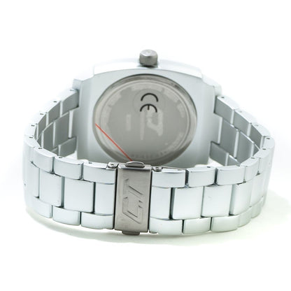 Back view of Chronotech Silver Aluminum Dress Watch showcasing aluminum bracelet and clasp.