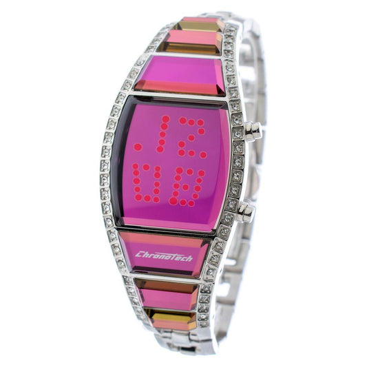 Chronotech Silver Stainless Steel Watch Chronotech Pale Violet Red