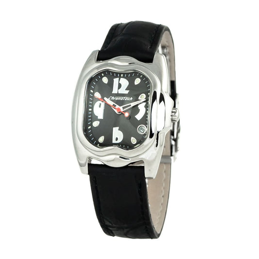 Chronotech Black Leather Dress Watch
