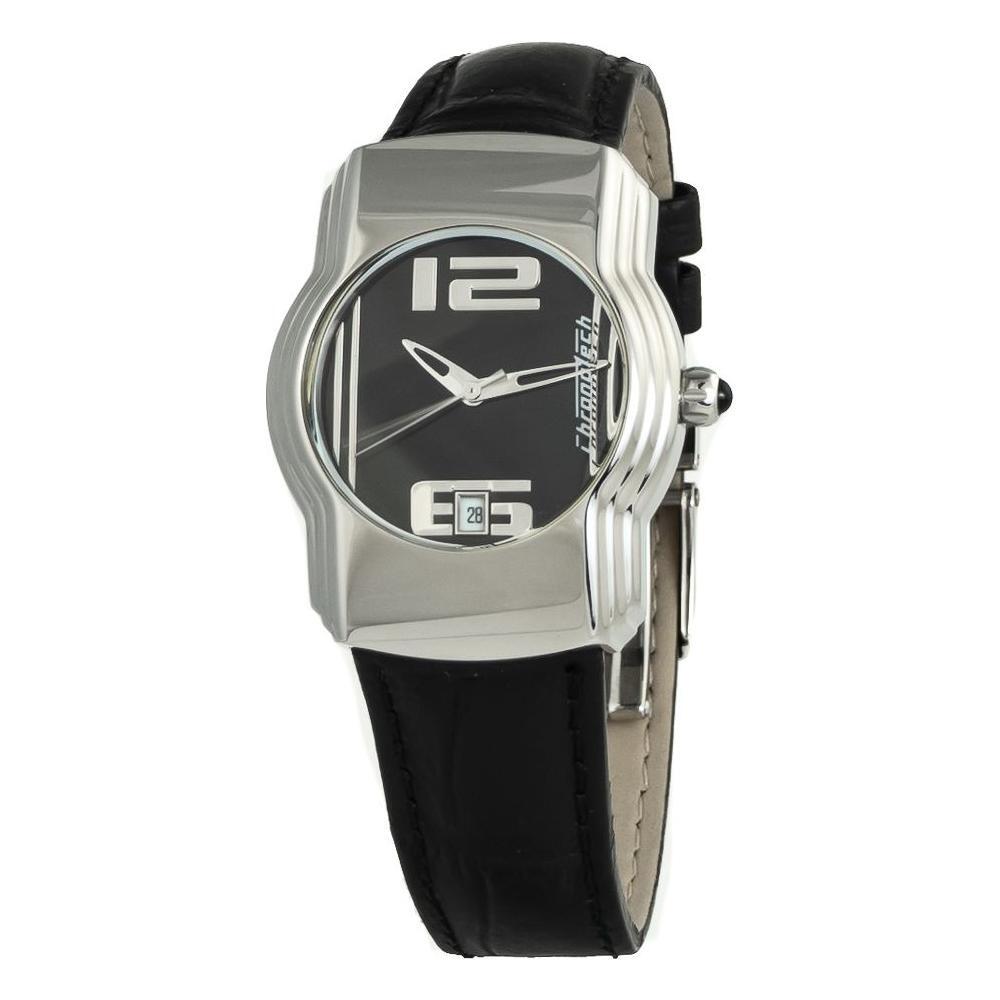 Chronotech Black Leather Watch