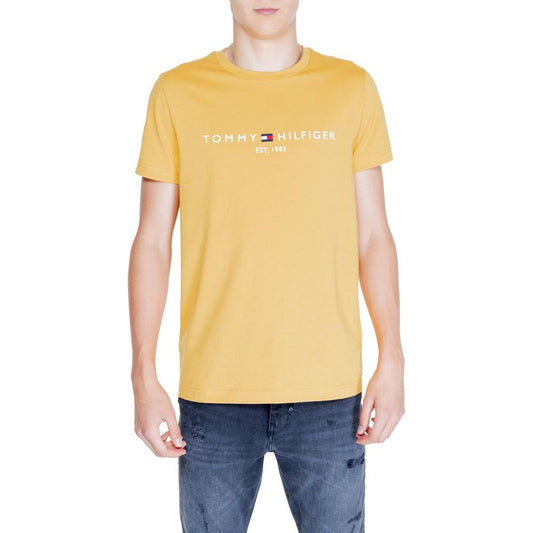 Tommy Hilfiger Yellow Cotton T-Shirt Tommy Hilfiger Tan