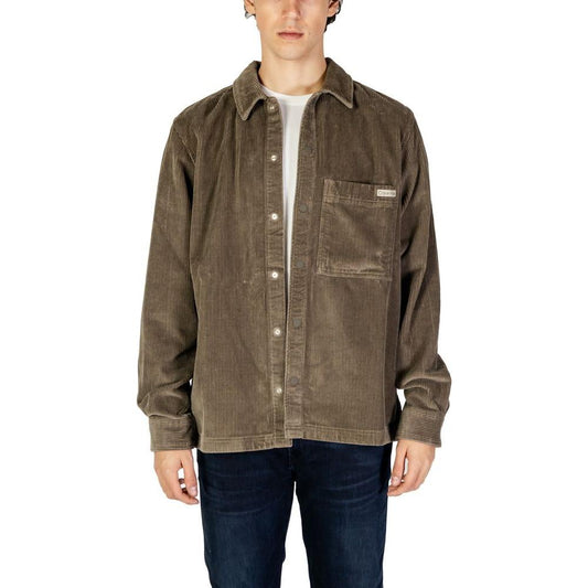 Calvin Klein Jeans Gray Cotton Shirt Calvin Klein Jeans Dark Olive Green