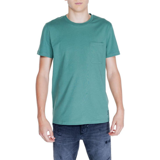 Peuterey Green Cotton T-Shirt Peuterey Cadet Blue