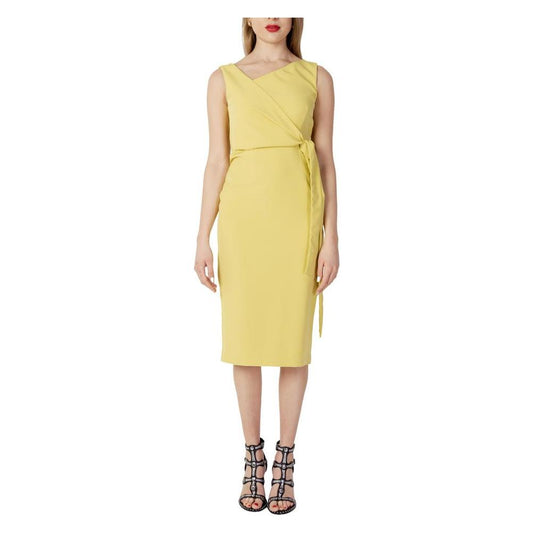 Sandro Ferrone Yellow Polyester Dress Sandro Ferrone Tan